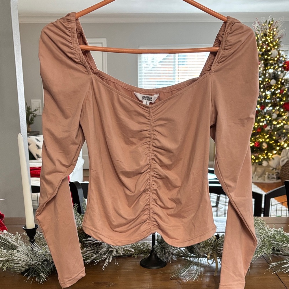 BB Dakota Blush Ruched Blouse